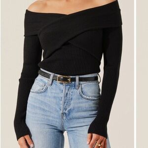 Astr Black Off-the-Shoulder Sweater